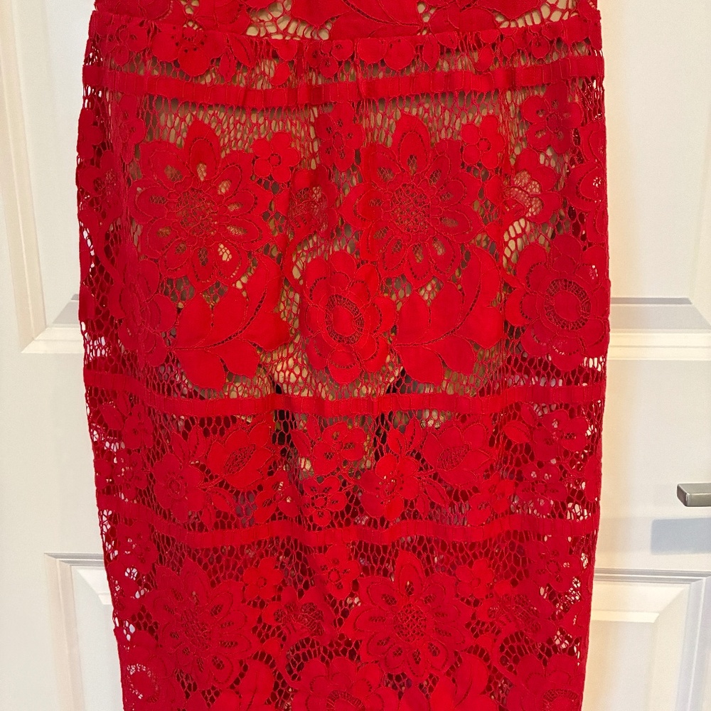 For Love and Lemons | Gianna Lace Dress Red Sz S - Picture 6 of 12